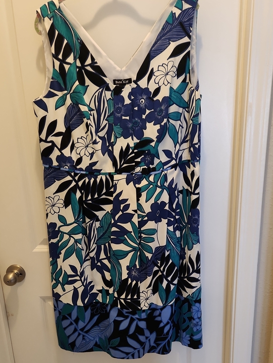 Dana Kay Dresses & Skirts - Dana Kay White Floral V-Neck Sleeveless Dress with Blue & Teal Botanicals